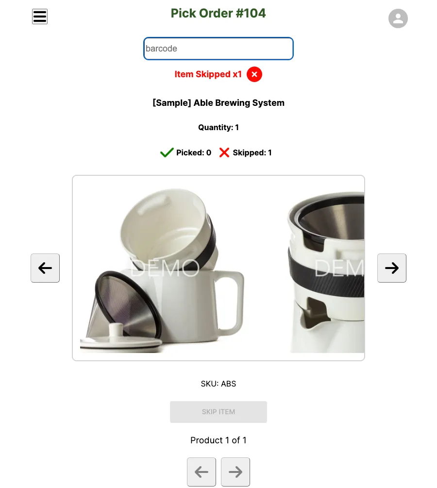 Picking the previously skipped item on a Partially Complete order