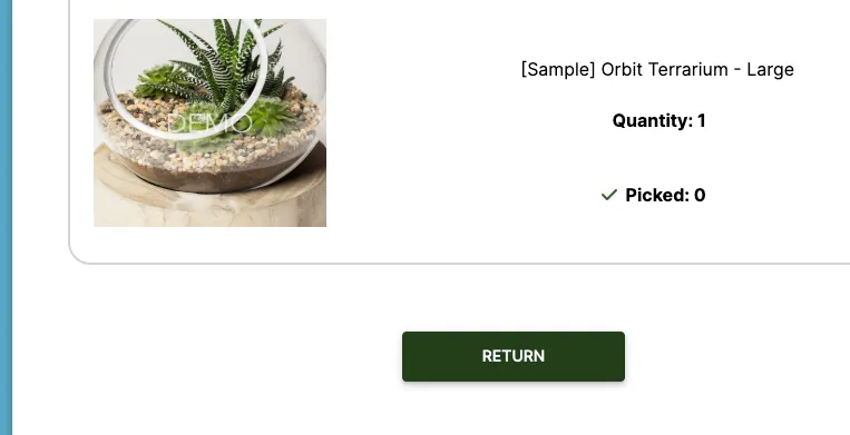 Return button at the bottom of the overview screen